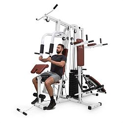 KLARFIT Ultimate Gym 9000, 7 stanic, do 120 kg, QR ocel, bílá