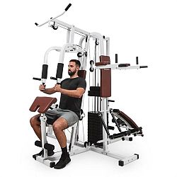 KLARFIT Ultimate Gym 9000, fitness stanice, 7 stanic, do 150 kg, QR ocel, bílá