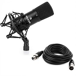 Auna CM001B studiový mikrofon černý, nástroje, XLR