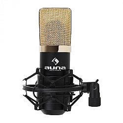 Auna MIC-900BG USB mikrofon, černo-zlatý,kardioidní studiový