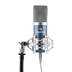 Auna MIC-900BL, modrý kondenzátorový mikrofon, kardioidní, studiový, USB