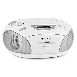 Auna RCD 220, bílý, boombox, CD, USB, kazetový magnetofon, PLL FM rádio, MP3, 2x 2 W
