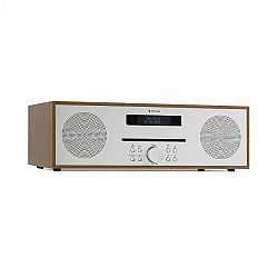 Auna Silver Star CD-FM, rádio s CD, 2x 20 W max., štěrbinový CD přehrávač, FM, BT, ALU, hnědý