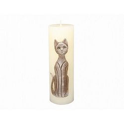 Dekorativní svíčka Kočka béžová, 22 cm