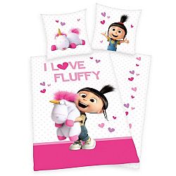 Herding Dětské bavlněné povlečení Mimoni Agnes - I love Fluffy, 135 x 200 cm, 80 x 80 cm