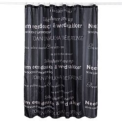 Koopman Sprchový závěs TEXT černá, 180 x 180 cm