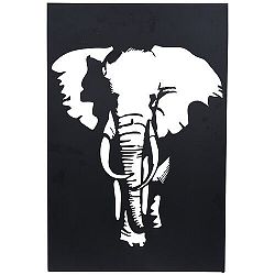 Koopman Závěsná kovová dekorace Slon černá, 30 x 40 cm