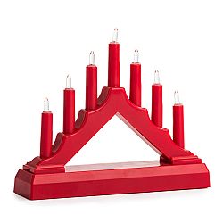 Vánoční LED svícen, červená, plast, 15,5 x 15,5 x 3,8 cm